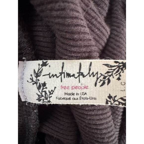 Free People Brown Ribbed LG Cold Shoulder Bodysuit With Mock Neck By Intimately - Picture 5 of 16